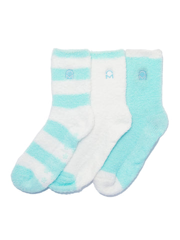 Women's (3 Pairs) Soft Anti-Skid Fuzzy Winter Crew Socks - Set D13