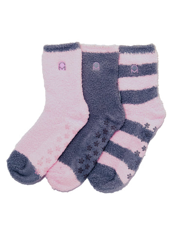 Women's (3 Pairs) Soft Anti-Skid Fuzzy Winter Crew Socks - Set D3